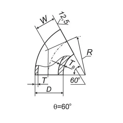 Отводы 60 в ВУС 25x32x2 мм 09Г2С ГОСТ 17375-2001